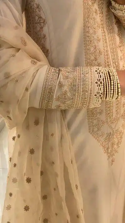 LG 1913 Cream Color Roman Silk Sequence Embroidery Work Salwar Suit Casual, Wedding, Festive, Events . Expected Delivery  4-6 Working Days @1999/- only      | Jump Suits, Salwar suit, Casual Suits, Creative suits, Designer Suits, Palazzo Suits, Party Wear Suits, Patiala Suits, Straight Suits