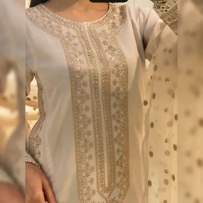 LG 1913 Cream Color Roman Silk Sequence Embroidery Work Salwar Suit Casual, Wedding, Festive, Events . Expected Delivery  4-6 Working Days @1999/- only      | Jump Suits, Salwar suit, Casual Suits, Creative suits, Designer Suits, Palazzo Suits, Party Wear Suits, Patiala Suits, Straight Suits