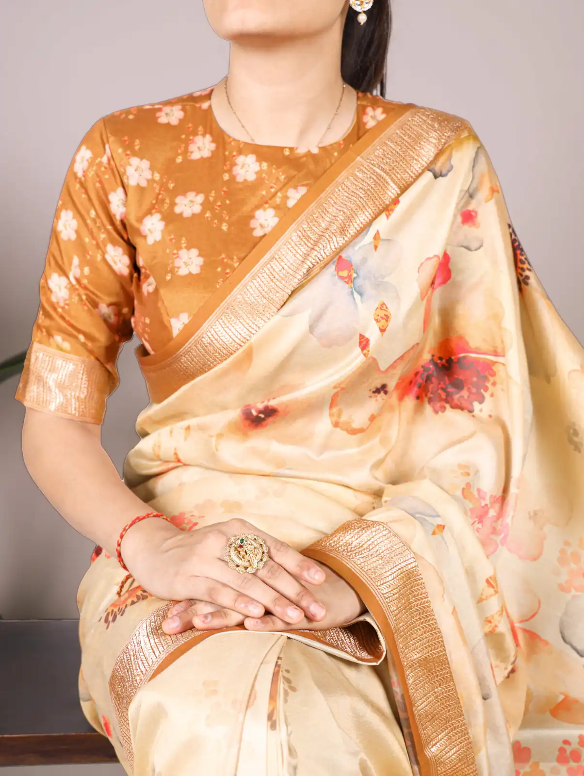 YNF 7024 Cream Color Tussar Silk With Viscose Border Floral Printed Saree Casual, Wedding, Festive, Events . Expected Delivery  4-6 Working Days @1699/- only                                                                                | Sarees, Bollywood Sarees, Creative Sarees, Designer Sarees, Embroidered Sarees, Ethnic Saree, Modern Digital sarees, Party Wear Sarees
