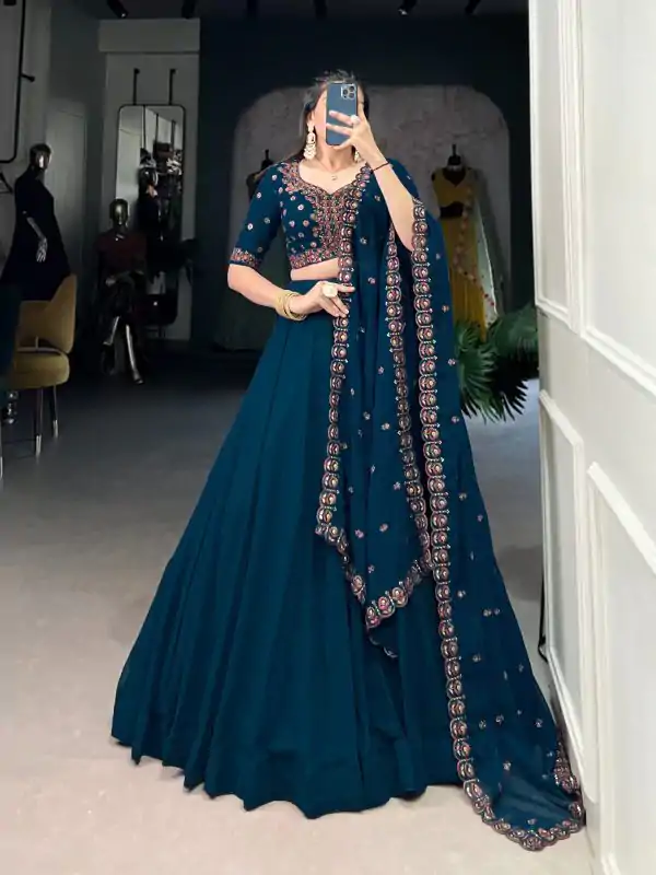 LNB 1416 Firozi Color Georgette Plain Lehenga Choli Wedding, Party, Festive, Events Etc. Delivery 4-6 Working Days Rs 3999 | Lehenga, Bollywood Lehenga, Creative Lehenga, Designer Lehenga, Embroidered Lehenga, Party Wear Lehenga