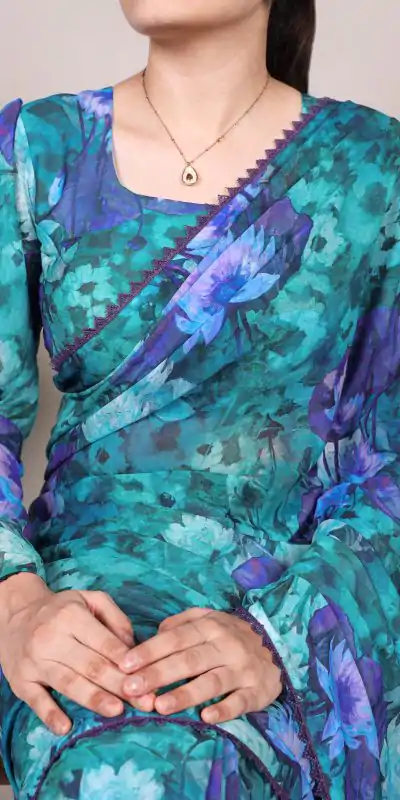 YNF 7037 Firozi Color Weightless Marbal Floral Printed Lace Border Saree Casual, Wedding, Festive, Events . Expected Delivery  4-6 Working Days @1549/- only                                                                                | Sarees, Bollywood Sarees, Creative Sarees, Designer Sarees, Embroidered Sarees, Ethnic Saree, Modern Digital sarees, Party Wear Sarees