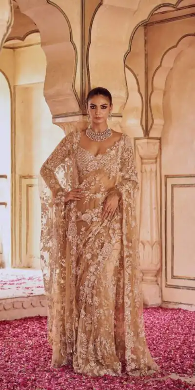 DF 3454 Gold Color Mono Net Multi Sequence Embroidery Work Casual, Wedding, Festive, Events . Expected Delivery  4-6 Working Days @1799/- only                                                                                | Sarees, Bollywood Sarees, Creative Sarees, Designer Sarees, Embroidered Sarees, Ethnic Saree, Modern Digital sarees, Party Wear Sarees