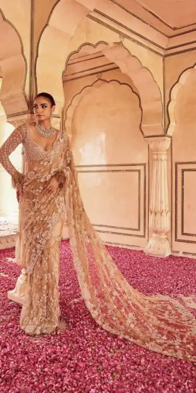 DF 3454 Gold Color Mono Net Multi Sequence Embroidery Work Casual, Wedding, Festive, Events . Expected Delivery  4-6 Working Days @1799/- only                                                                                | Sarees, Bollywood Sarees, Creative Sarees, Designer Sarees, Embroidered Sarees, Ethnic Saree, Modern Digital sarees, Party Wear Sarees