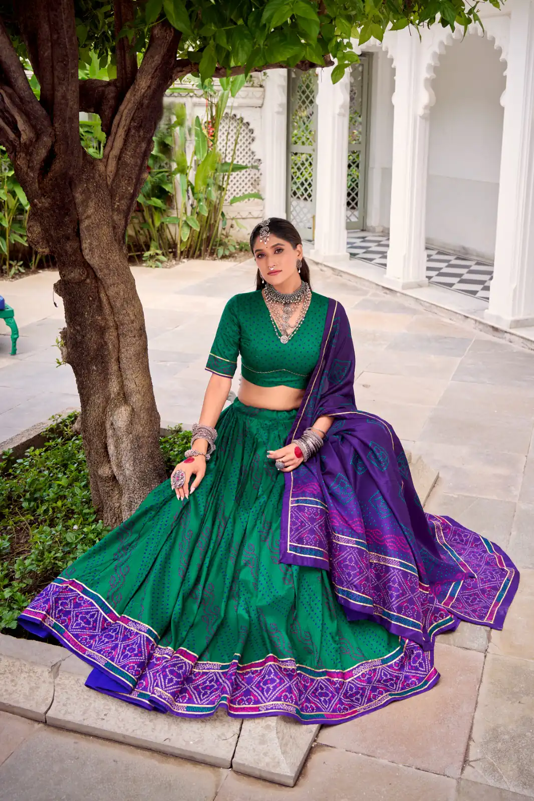 LNB 1250 Green Color Tasar Silk Bandhej Print With Gotta Patti Lace Lehenga Choli Festive Party Wedding, Events etc. Delivery 4-6 Working Days @2149/- | Lehenga, Bollywood Lehenga, Creative Lehenga, Designer Lehenga, Embroidered Lehenga, Party Wear Lehenga