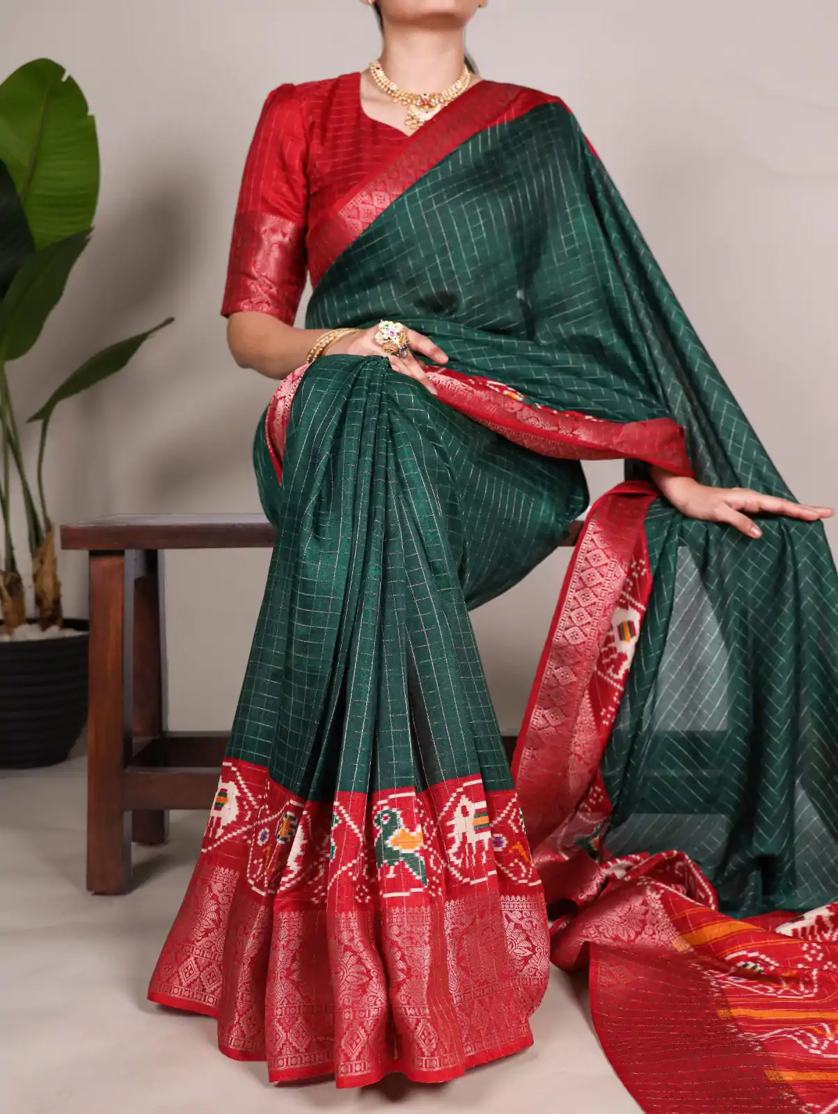 YNF 7029 Green Color Tussar Chex Patola Print Weaving Work Border Saree Casual, Wedding, Festive, Events . Expected Delivery  4-6 Working Days @1499/- only                                | Sarees, Bollywood Sarees, Creative Sarees, Designer Sarees, Embroidered Sarees, Ethnic Saree, Modern Digital sarees, Party Wear Sarees