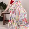 YNF 7017 Grey Color Dull Satin Floral Printed Saree Casual, Wedding, Festive, Events . Expected Delivery  4-6 Working Days @1499/- only                                                                                | Sarees, Bollywood Sarees, Creative Sarees, Designer Sarees, Embroidered Sarees, Ethnic Saree, Modern Digital sarees, Party Wear Sarees