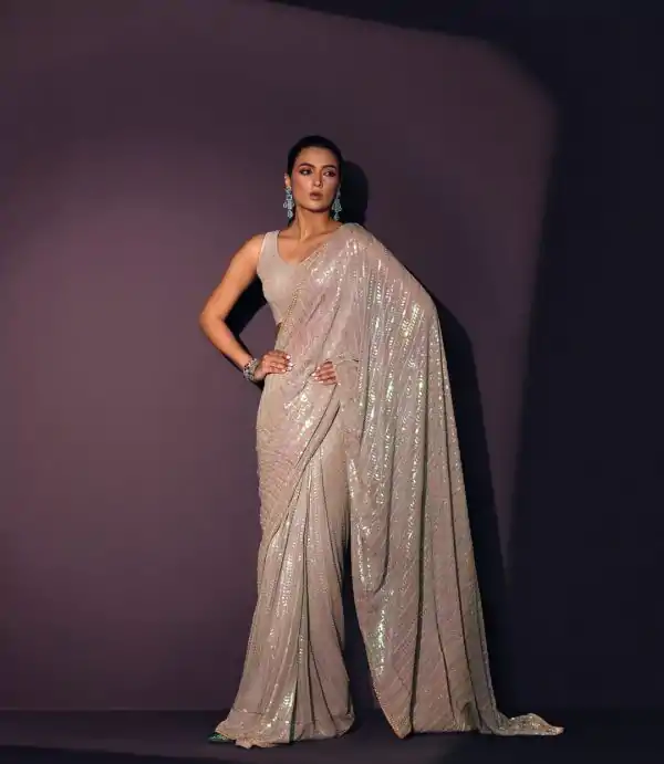 DF 3416 Grey Color Georgette Rainbow Sequins Embroidery Work Saree Casual, Wedding, Festive, Events . Expected Delivery  4-6 Working Days @1799/- only                                                                                | Sarees, Bollywood Sarees, Creative Sarees, Designer Sarees, Embroidered Sarees, Ethnic Saree, Modern Digital sarees, Party Wear Sarees