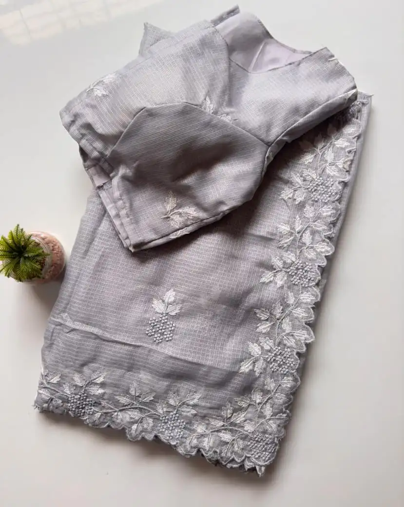 DF KOTA Grey Color Kota Doriya With Multi Thread Work Slapp Border Saree Casual, Wedding, Festive, Events . Expected Delivery  4-6 Working Days @1999/- only                                                 | Sarees, Bollywood Sarees, Creative Sarees, Designer Sarees, Embroidered Sarees, Ethnic Saree, Modern Digital sarees, Party Wear Sarees