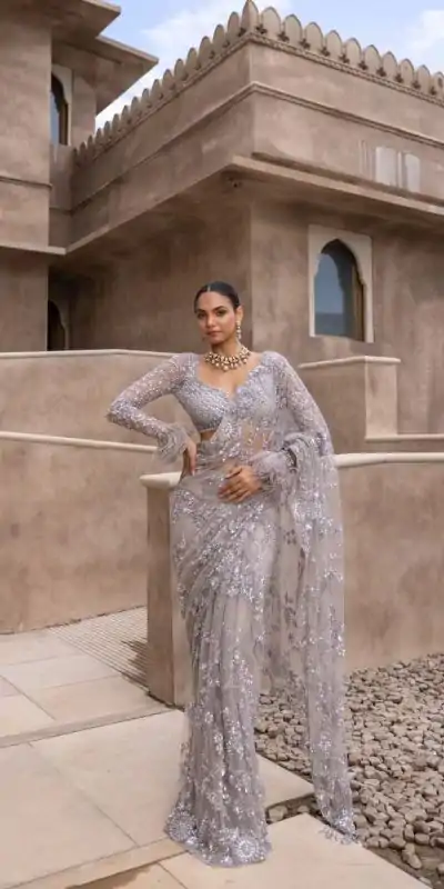 DF 3395 Grey Color Mono Net 5mm Multi & Sequins Embroidery Work Saree Casual, Wedding, Festive, Events . Expected Delivery  4-6 Working Days @1799/- only                                                                                | Sarees, Bollywood Sarees, Creative Sarees, Designer Sarees, Embroidered Sarees, Ethnic Saree, Modern Digital sarees, Party Wear Sarees