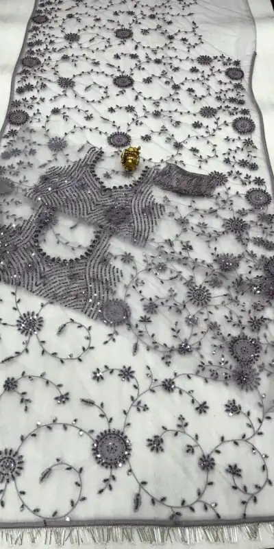 DF 3395 Grey Color Mono Net 5mm Multi & Sequins Embroidery Work Saree Casual, Wedding, Festive, Events . Expected Delivery  4-6 Working Days @1799/- only                                                                                | Sarees, Bollywood Sarees, Creative Sarees, Designer Sarees, Embroidered Sarees, Ethnic Saree, Modern Digital sarees, Party Wear Sarees