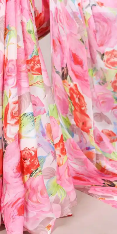 YNF 7017 Light Pink Color Dull Satin Floral Printed Saree Casual, Wedding, Festive, Events . Expected Delivery  4-6 Working Days @1499/- only                                                                                | Sarees, Bollywood Sarees, Creative Sarees, Designer Sarees, Embroidered Sarees, Ethnic Saree, Modern Digital sarees, Party Wear Sarees