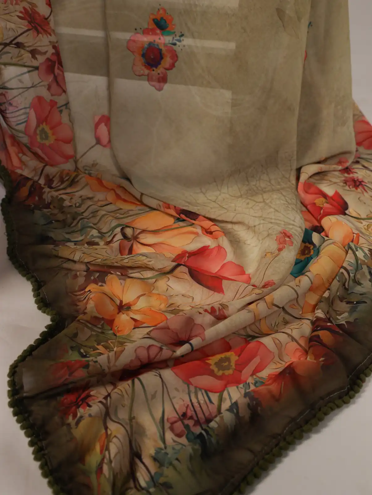 YNF 7009 Mahendi Color Georgette Floral Print With Lace Border Saree Casual, Wedding, Festive, Events . Expected Delivery  4-6 Working Days @1299/- only                                                                                | Sarees, Bollywood Sarees, Creative Sarees, Designer Sarees, Embroidered Sarees, Ethnic Saree, Modern Digital sarees, Party Wear Sarees