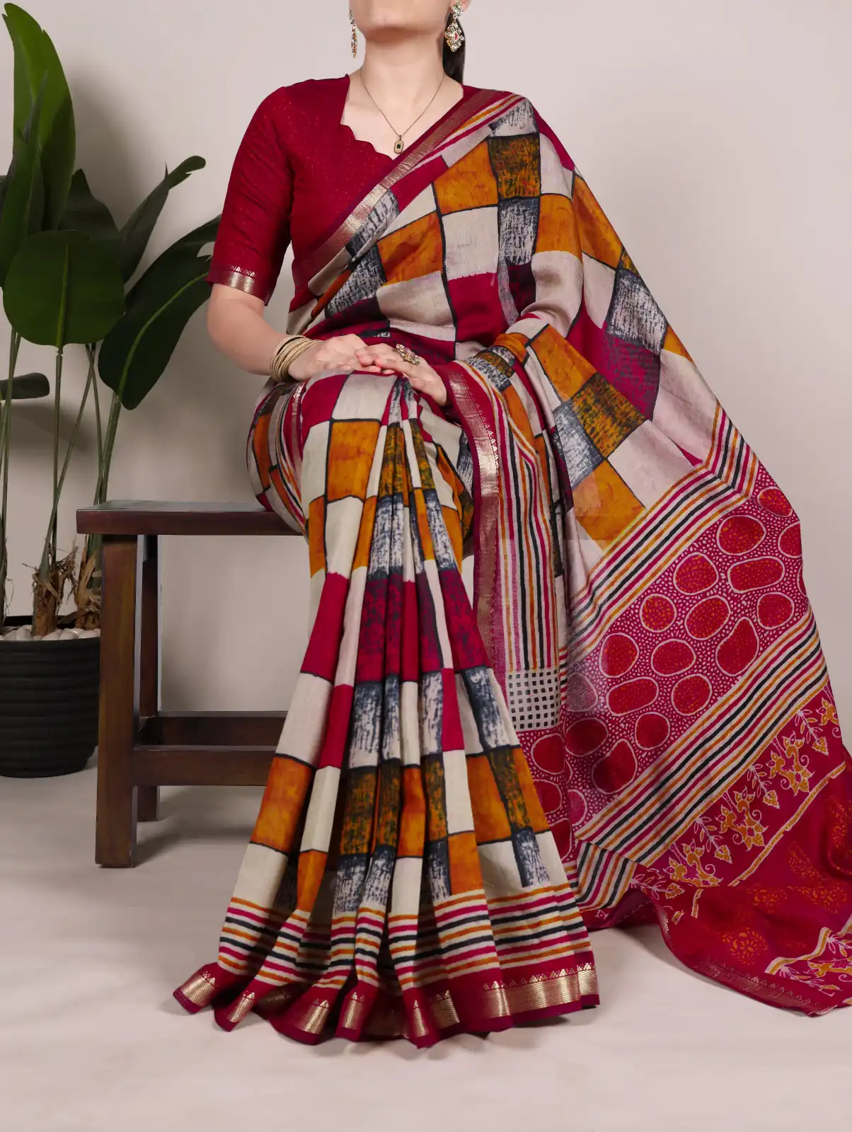 YNF 7045 Maroon Color Polyester Viscose Chanderi Printed Border Saree Casual, Wedding, Festive, Events . Expected Delivery  4-6 Working Days @1499/- only                                | Sarees, Bollywood Sarees, Creative Sarees, Designer Sarees, Embroidered Sarees, Ethnic Saree, Modern Digital sarees, Party Wear Sarees