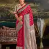 YNF 7209 Maroon Color Green Silk Fusion Print Madhubani Bandhej Saree Casual, Wedding, Festive, Events . Expected Delivery  4-6 Working Days @1499/- only                                                                                | Sarees, Bollywood Sarees, Creative Sarees, Designer Sarees, Embroidered Sarees, Ethnic Saree, Modern Digital sarees, Party Wear Sarees
