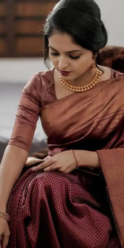 KP 3075 Maroon Soft Lichi Silk Whit Designer Jacquard Work in Saree it Grab for ₹1399. Delivery 4-6 Working Days. Shop now. | Sarees, Bollywood Sarees, Creative Sarees, Designer Sarees, Embroidered Sarees, Ethnic Saree, Modern Digital sarees, Party Wear Sarees