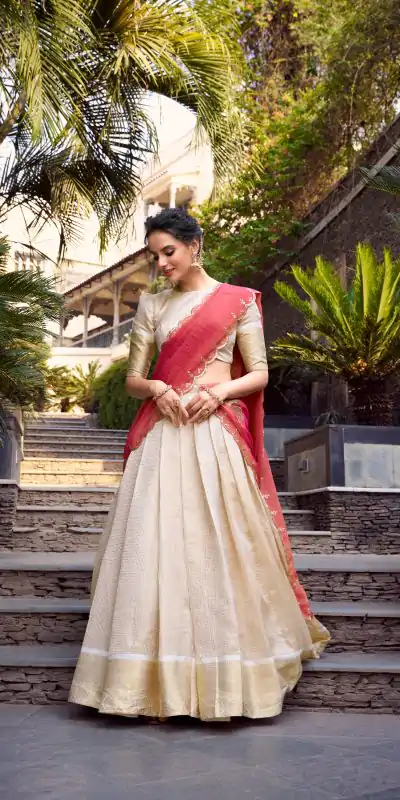 LNB 2011 Off White Color Jacquard Chex Zari Weaving Work Lehenga Choli Wedding, Party, Festive, Events Etc. Delivery 4-6 Working Days Rs 2099 | Lehenga, Bollywood Lehenga, Creative Lehenga, Designer Lehenga, Embroidered Lehenga, Party Wear Lehenga
