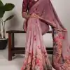 YNF 7009 Onion Color Georgette Floral Print With Lace Border Saree Casual, Wedding, Festive, Events . Expected Delivery  4-6 Working Days @1299/- only                                                                                | Sarees, Bollywood Sarees, Creative Sarees, Designer Sarees, Embroidered Sarees, Ethnic Saree, Modern Digital sarees, Party Wear Sarees