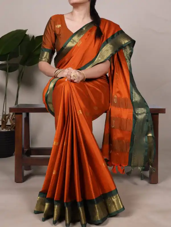 YNF 7406 Orange Color Cotton Silk Weaving Work Paithani Concept Saree Casual, Wedding, Festive, Events . Expected Delivery  4-6 Working Days @1449/- only                                                                                | Sarees, Bollywood Sarees, Creative Sarees, Designer Sarees, Embroidered Sarees, Ethnic Saree, Modern Digital sarees, Party Wear Sarees