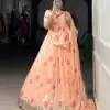LNB 1716 Peach Color Tabby Silk Floral Print Embossed Design Lace Lehenga Choli Wedding, Party, Festive, Events Etc. Delivery 4-6 Working Days Rs 2499 | Lehenga, Bollywood Lehenga, Creative Lehenga, Designer Lehenga, Embroidered Lehenga, Party Wear Lehenga