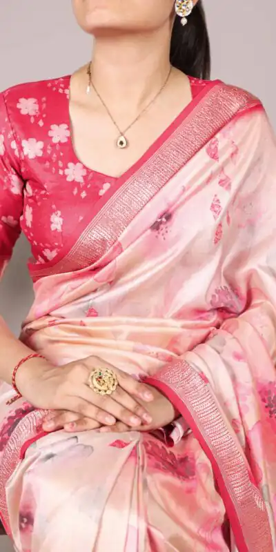 YNF 7024 Peach Color Tussar Silk With Viscose Border Floral Printed Saree Casual, Wedding, Festive, Events . Expected Delivery  4-6 Working Days @1699/- only                                                                                | Sarees, Bollywood Sarees, Creative Sarees, Designer Sarees, Embroidered Sarees, Ethnic Saree, Modern Digital sarees, Party Wear Sarees