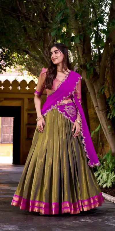 LNB 2009 Pink Discover elegance in Pink Kanchipuram Weaving Lehenga Choli, featuring stunning zari work and comfortable fit. Enhance your wardrobe today! | Lehenga, Bollywood Lehenga, Creative Lehenga, Designer Lehenga, Embroidered Lehenga, Party Wear Lehenga
