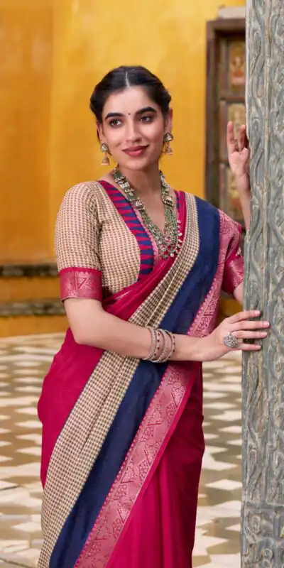 YNF 7049 Pink Color Poly Cotton Printed With Zari Weaving Work Saree Casual, Wedding, Festive, Events . Expected Delivery  4-6 Working Days @1699/- only                                                                                | Sarees, Bollywood Sarees, Creative Sarees, Designer Sarees, Embroidered Sarees, Ethnic Saree, Modern Digital sarees, Party Wear Sarees