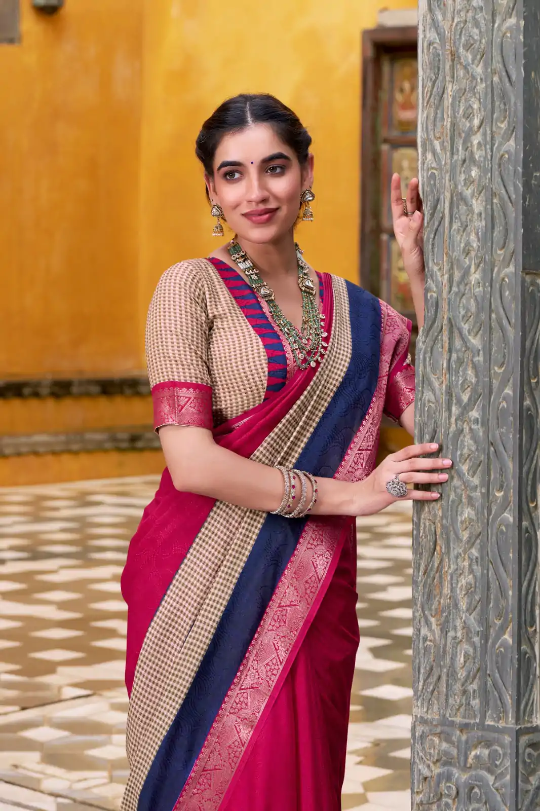 YNF 7049 Pink Color Poly Cotton Printed With Zari Weaving Work Saree Casual, Wedding, Festive, Events . Expected Delivery  4-6 Working Days @1699/- only                                                                                | Sarees, Bollywood Sarees, Creative Sarees, Designer Sarees, Embroidered Sarees, Ethnic Saree, Modern Digital sarees, Party Wear Sarees