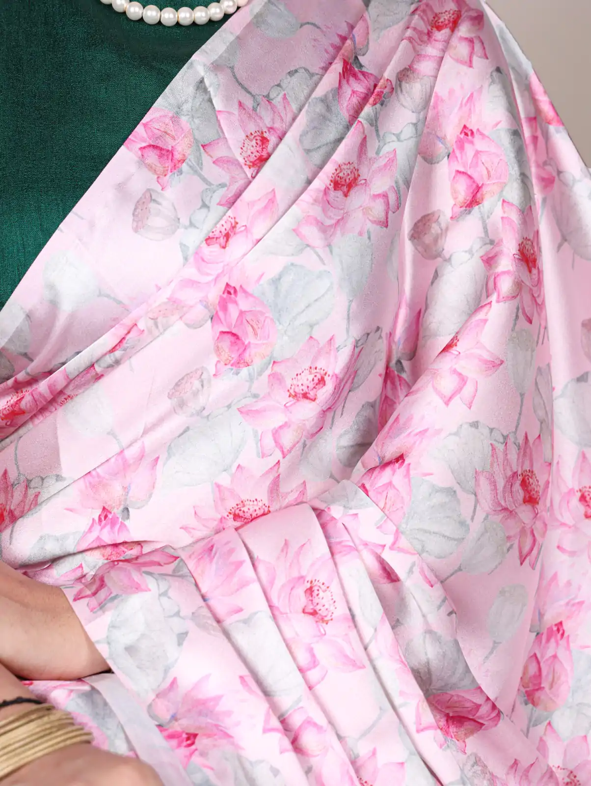 YNF 7054 Pink Color Satin Silk Floral Printed Saree Casual, Wedding, Festive, Events . Expected Delivery  4-6 Working Days @1549/- only                                                                                | Sarees, Bollywood Sarees, Creative Sarees, Designer Sarees, Embroidered Sarees, Ethnic Saree, Modern Digital sarees, Party Wear Sarees