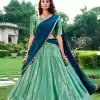 LNB 2003 Pista Color Kanchipuram Lehenga Choli With Zari Embroidery Work. Available at ₹1999 only. Delivery 4-6 Working Days. Shop now. | Lehenga, Bollywood Lehenga, Creative Lehenga, Designer Lehenga, Embroidered Lehenga, Party Wear Lehenga