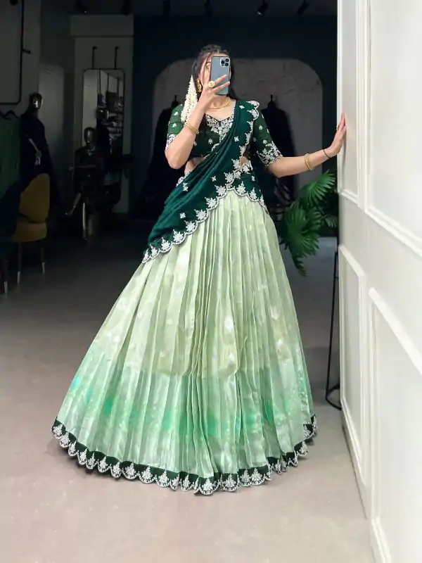 LNB 2024 Pista Color Zari Kota Weaving Work Sequins Thread Embroidery Lehenga Choli Festive Party Wedding, Events etc. Delivery 4-6 Working Days @2999/- | Lehenga, Bollywood Lehenga, Creative Lehenga, Designer Lehenga, Embroidered Lehenga, Party Wear Lehenga