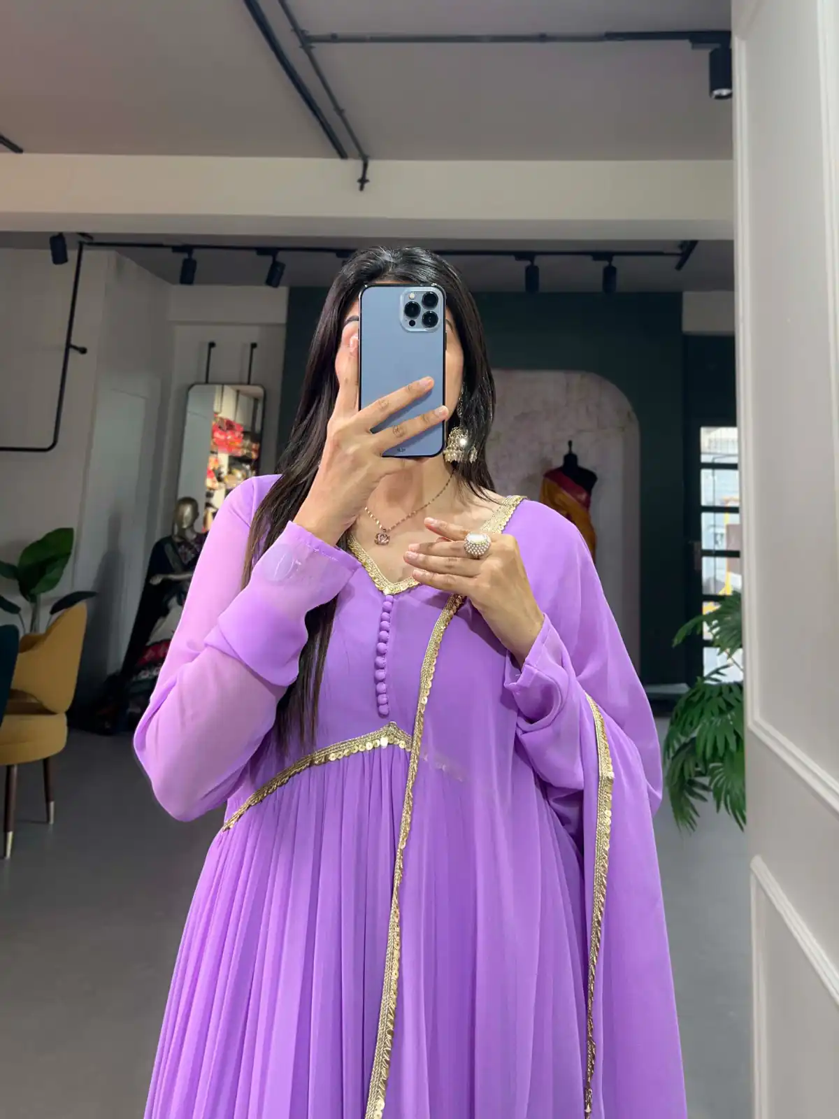 YNF 5102 Purple Color Georgette Plain Sequins Embroidery Lace Gown Casual, Wedding, Festive, Events . Expected Delivery  4-6 Working Days @1749/- only      | Gowns, Bollywood Gowns, Creative Gowns, Designer Gowns, Embroidered Gowns, Party Wear Gowns