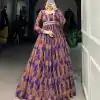 YNF 5019 Purple Color Georgette Floral print with Lace Border Gown Casual, Wedding, Festive, Events . Expected Delivery  4-6 Working Days @1799/- only      | Gowns, Bollywood Gowns, Creative Gowns, Designer Gowns, Embroidered Gowns, Party Wear Gowns