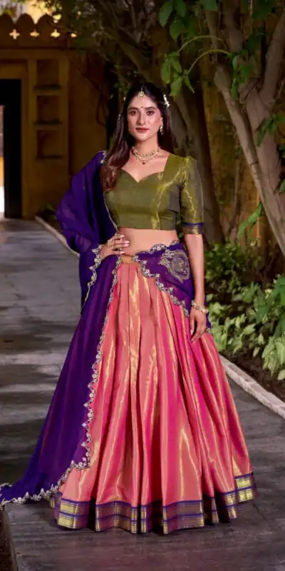 LNB 2009 Purple Color Kanchipuram Weaving With Zari Weaving Work Lehenga Choli Wedding, Party, Festive, Events Etc. Delivery 4-6 Working Days Rs 1999 | Lehenga, Bollywood Lehenga, Creative Lehenga, Designer Lehenga, Embroidered Lehenga, Party Wear Lehenga