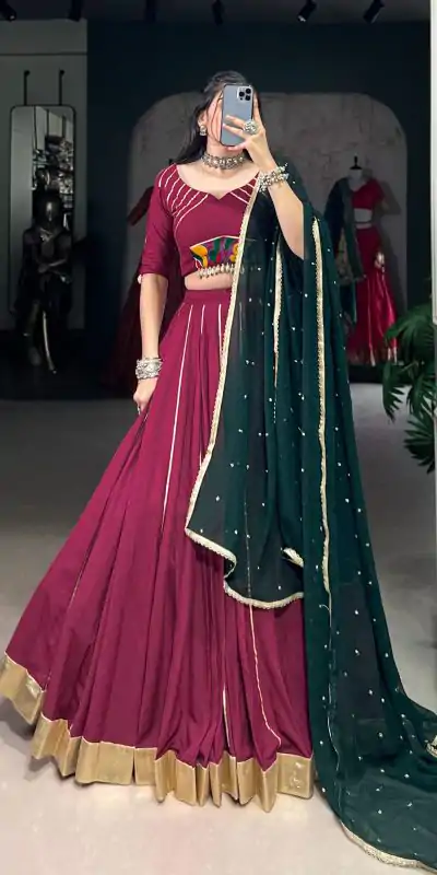 LNB 1655 Purple Color Pure Rayon Embossed Design Gotta Patti Lace Lehenga Choli Wedding, Party, Festive, Events Etc. Delivery 4-6 Working Days Rs 2799 | Lehenga, Bollywood Lehenga, Creative Lehenga, Designer Lehenga, Embroidered Lehenga, Party Wear Lehenga