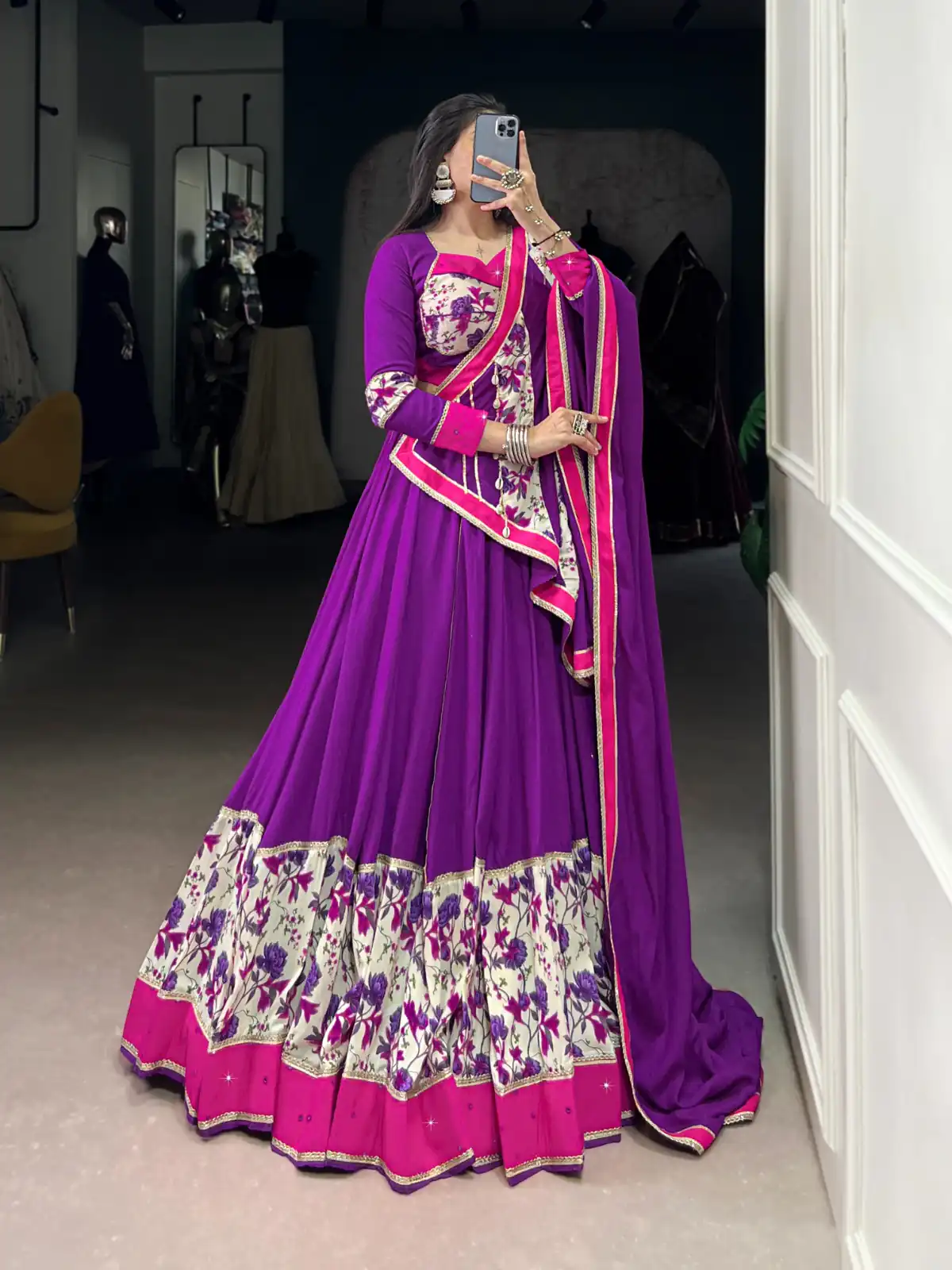 LNB 1618 Purple Color Printed And Original Mirror Hand Work With Lace Lehenga Choli Wedding, Party, Festive, Events Etc. Delivery 4-6 Working Days Rs 4249 | Lehenga, Bollywood Lehenga, Creative Lehenga, Designer Lehenga, Embroidered Lehenga, Party Wear Lehenga