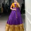YNF 5028 Purple Color Tasar Chex Patola With Weaving Work Border Gown Casual, Wedding, Festive, Events . Expected Delivery  4-6 Working Days @1799/- only      | Gowns, Bollywood Gowns, Creative Gowns, Designer Gowns, Embroidered Gowns, Party Wear Gowns