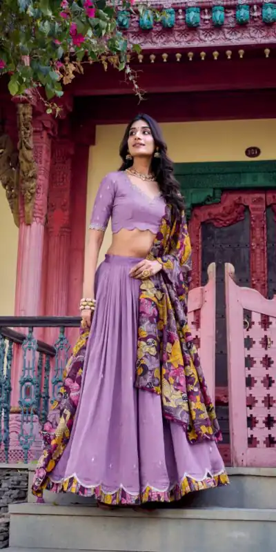 LNB 1237 Purple Color Vichitra Sequins and Embroidery Work Kalamkari Lehenga Choli Wedding, Party, Festive, Events Etc. Delivery 4-6 Working Days Rs 3299 | Lehenga, Bollywood Lehenga, Creative Lehenga, Designer Lehenga, Embroidered Lehenga, Party Wear Lehenga