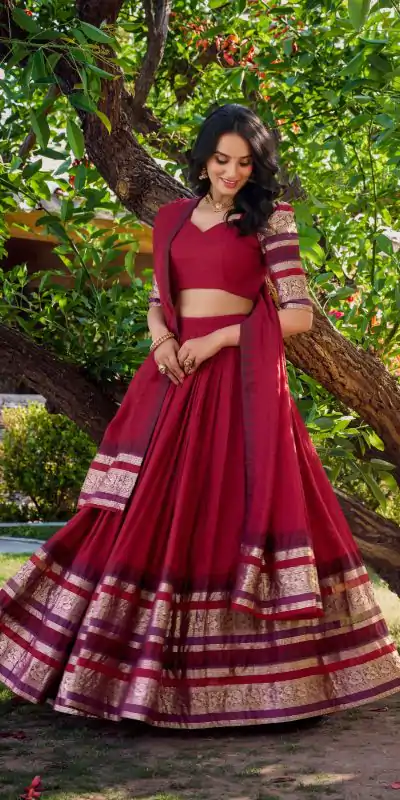 LNB 1902 Red Color Chanderi Plain With Zari Weaving Work Lehenga Choli Wedding, Party, Festive, Events Etc. Delivery 4-6 Working Days Rs 2099 | Lehenga, Bollywood Lehenga, Creative Lehenga, Designer Lehenga, Embroidered Lehenga, Party Wear Lehenga