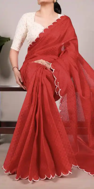 YNF 7105 Red Color Gadhawal Chex Arca Work Saree Casual, Wedding, Festive, Events . Expected Delivery  4-6 Working Days @1599/- only                                                                                | Sarees, Bollywood Sarees, Creative Sarees, Designer Sarees, Embroidered Sarees, Ethnic Saree, Modern Digital sarees, Party Wear Sarees