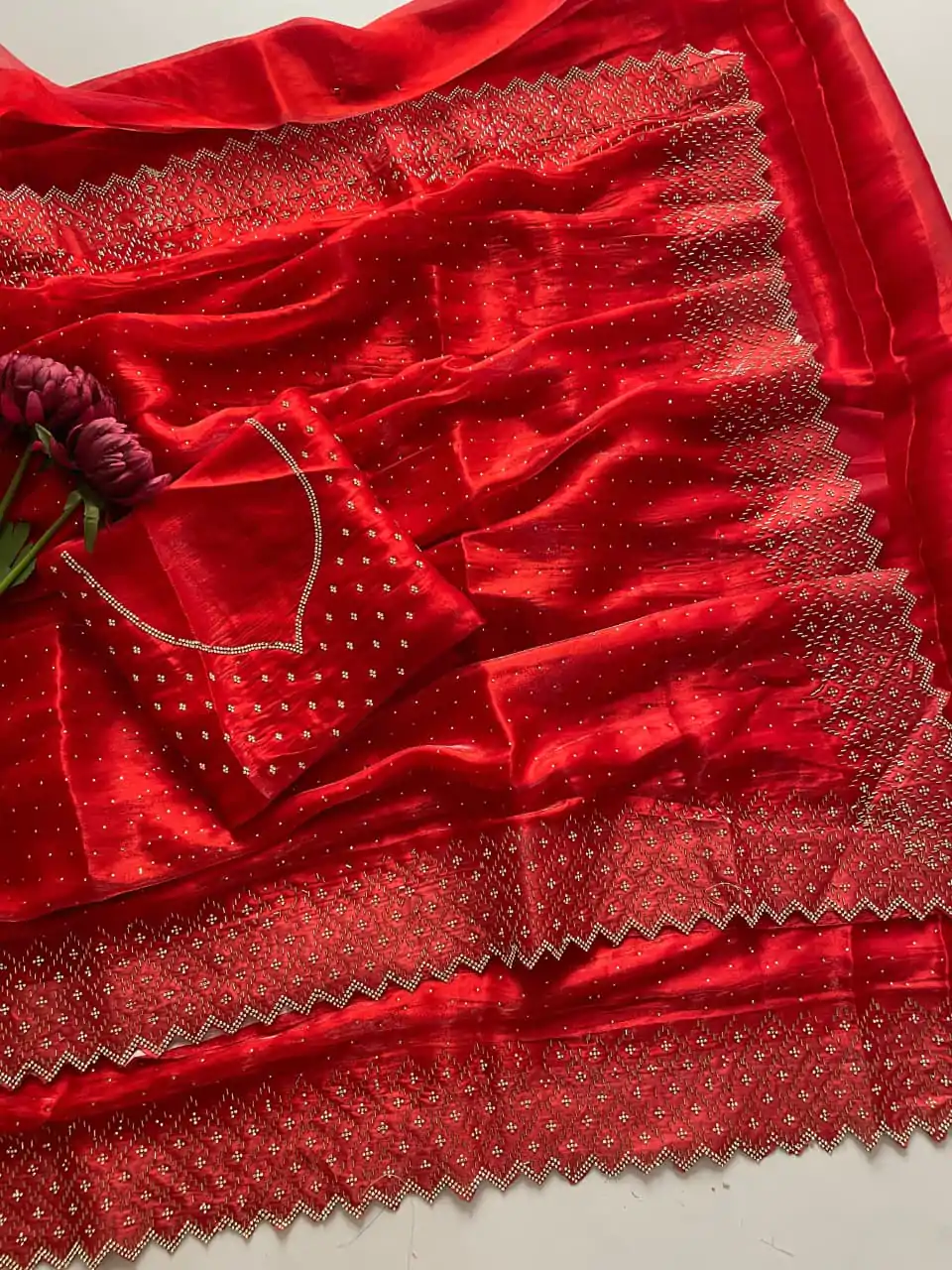 DF 3467 Red Color Jimmy Choo Full Zarkhan Diamond Work Saree Casual, Wedding, Festive, Events . Expected Delivery  4-6 Working Days @2099/- only                                                                                | Sarees, Bollywood Sarees, Creative Sarees, Designer Sarees, Embroidered Sarees, Ethnic Saree, Modern Digital sarees, Party Wear Sarees