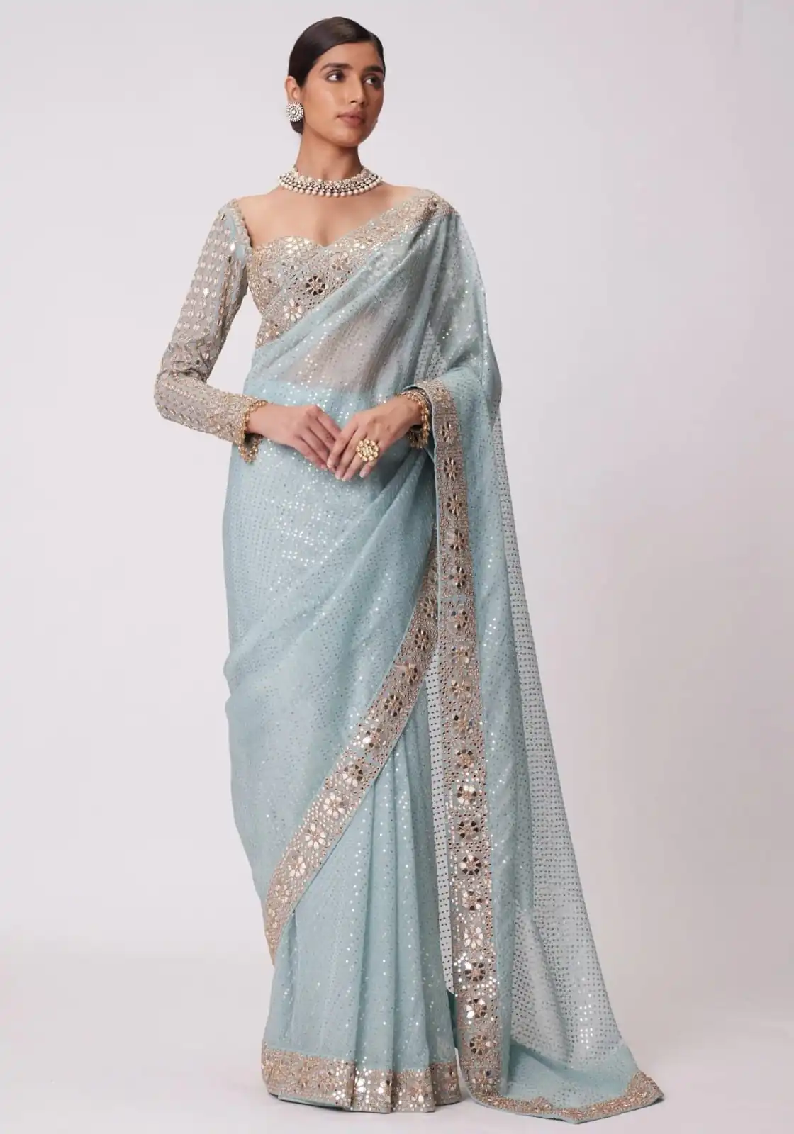 DF 3431 Sky Blue Color Faux Georgette Heavy 5mm Sequence Work Saree Casual, Wedding, Festive, Events . Expected Delivery  4-6 Working Days @1759/- only                                                                                | Sarees, Bollywood Sarees, Creative Sarees, Designer Sarees, Embroidered Sarees, Ethnic Saree, Modern Digital sarees, Party Wear Sarees