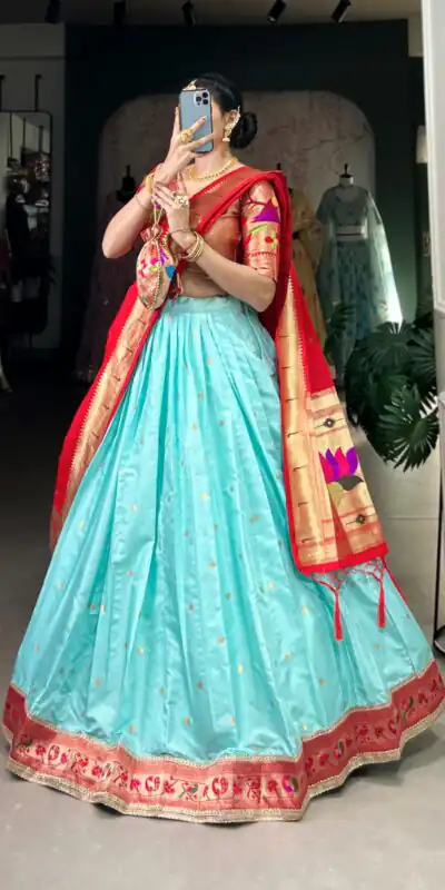 LNB 2006 Sky Blue Color Jacquard Silk Weaving Zari Work Lace Touch Up Lehenga Choli Wedding, Party, Festive, Events Etc. Delivery 4-6 Working Days Rs 3499 | Lehenga, Bollywood Lehenga, Creative Lehenga, Designer Lehenga, Embroidered Lehenga, Party Wear Lehenga