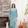 Sky Blue Roman Silk Sequence Salwar Suit