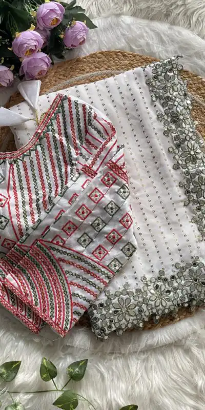 DF 3453 White Color Faux Georgette 5mm Sequence Work Casual, Wedding, Festive, Events . Expected Delivery  4-6 Working Days @2099/- only                                                                                | Sarees, Bollywood Sarees, Creative Sarees, Designer Sarees, Embroidered Sarees, Ethnic Saree, Modern Digital sarees, Party Wear Sarees