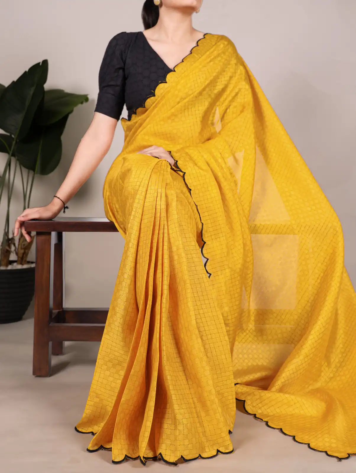 YNF 7105 Yellow Color Gadhawal Chex Arca Work Saree Casual, Wedding, Festive, Events . Expected Delivery  4-6 Working Days @1599/- only                                                                                | Sarees, Bollywood Sarees, Creative Sarees, Designer Sarees, Embroidered Sarees, Ethnic Saree, Modern Digital sarees, Party Wear Sarees