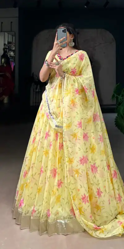 LNB 1716 Yellow Color Tabby Silk Floral Print Embossed Design Lace Lehenga Choli Wedding, Party, Festive, Events Etc. Delivery 4-6 Working Days Rs 2499 | Lehenga, Bollywood Lehenga, Creative Lehenga, Designer Lehenga, Embroidered Lehenga, Party Wear Lehenga
