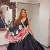 BE 393 Black Crape Silk Lehenga Choli Perfect for Wedding, Party, Engagement, Anniversary, Traditional Day Get it for ₹1999. Delivery 4-6 Working | Lehenga, Bollywood Lehenga, Creative Lehenga, Designer Lehenga, Embroidered Lehenga, Party Wear Lehenga