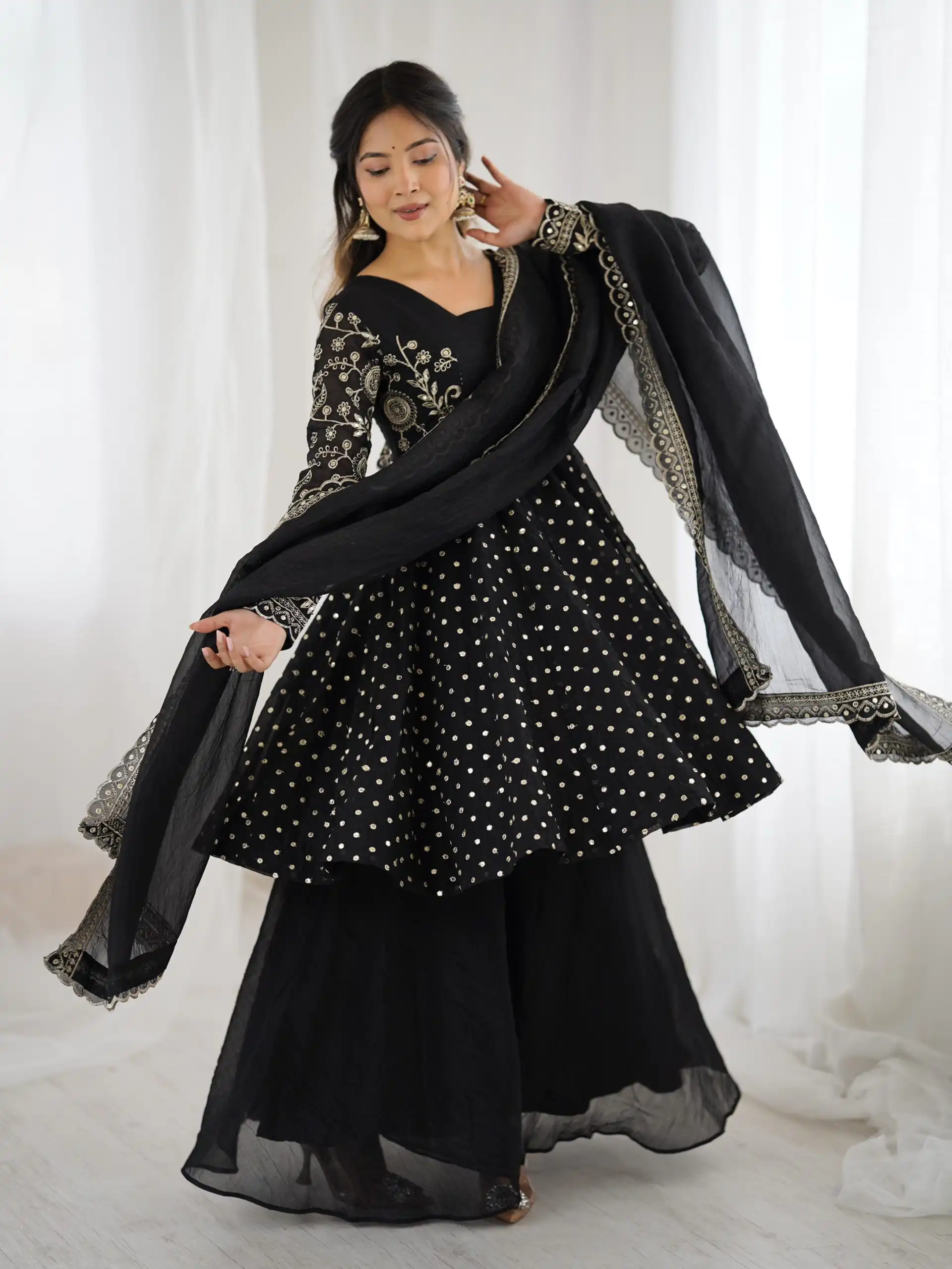 ZSR 3134 Black Crunchy Silk Salwar Suit Perfect for Wedding, Party, Sangeet, Anniversary, Housewarming Introductory Price ₹2399. Delivery 4-6 | Jump Suits, Salwar suit, Casual Suits, Creative suits, Designer Suits, Palazzo Suits, Party Wear Suits, Patiala Suits, Straight Suits