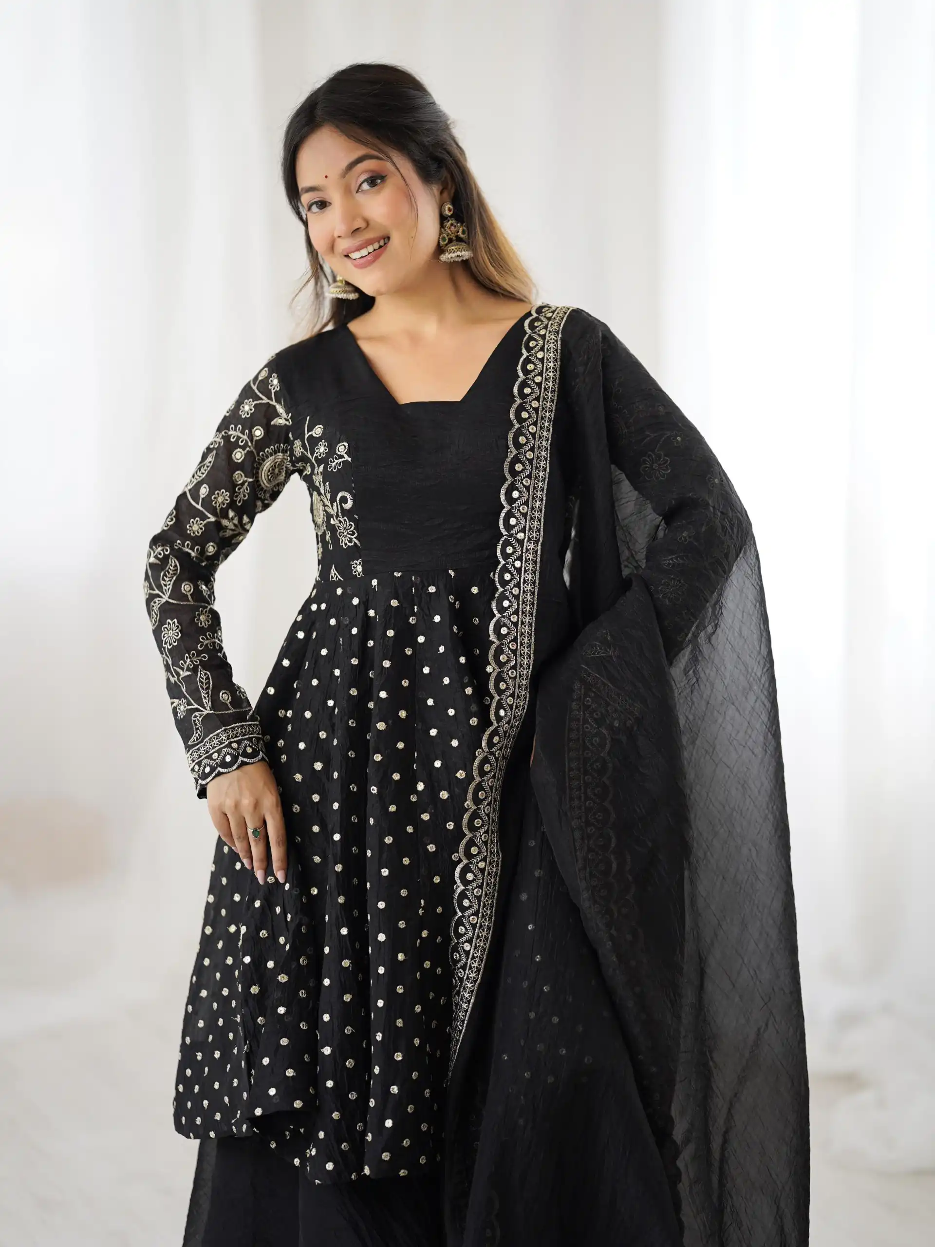 ZSR 3134 Black Crunchy Silk Salwar Suit Perfect for Wedding, Party, Sangeet, Anniversary, Housewarming Introductory Price ₹2399. Delivery 4-6 | Jump Suits, Salwar suit, Casual Suits, Creative suits, Designer Suits, Palazzo Suits, Party Wear Suits, Patiala Suits, Straight Suits
