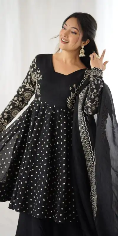 ZSR 3134 Black Crunchy Silk Salwar Suit Perfect for Wedding, Party, Sangeet, Anniversary, Housewarming Introductory Price ₹2399. Delivery 4-6 | Jump Suits, Salwar suit, Casual Suits, Creative suits, Designer Suits, Palazzo Suits, Party Wear Suits, Patiala Suits, Straight Suits